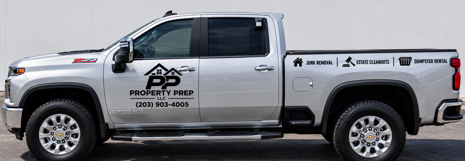 Property Prep LLC branded Chevrolet 2500HD service truck